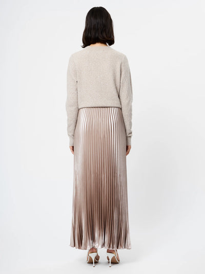 Marielle Metallic Satin Maxi Skirt in Champagne Mist