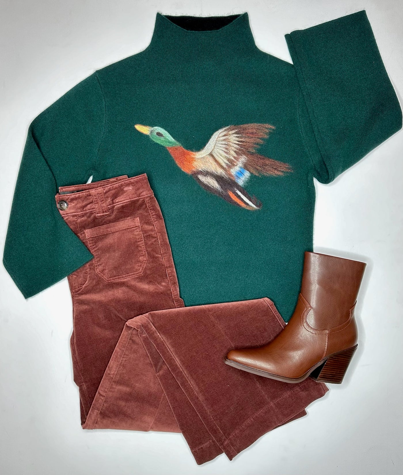 Mallard Cashmere Sweater in Cedar Green