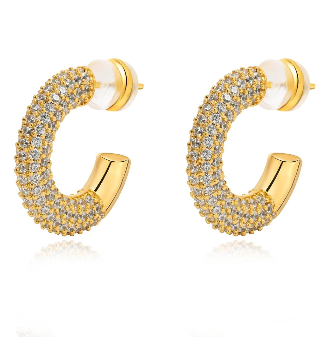 Demi Pave Hoops in Gold