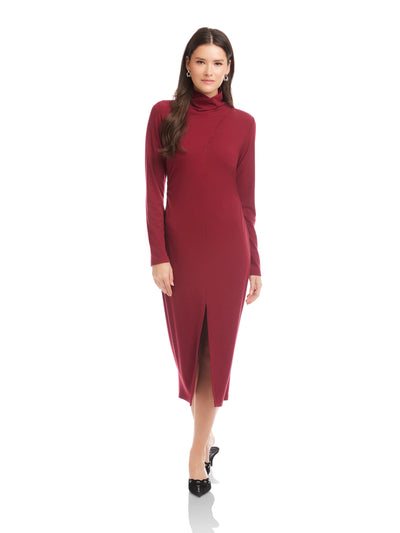 Tasha Turtleneck Midi Dress in Brick