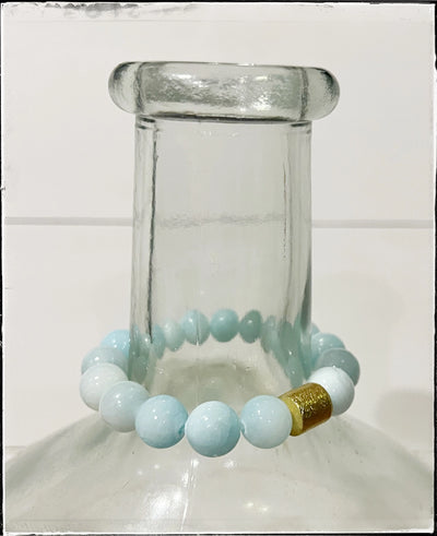 Gemstone Beaded Stretch Bracelet in Light Blue Jade