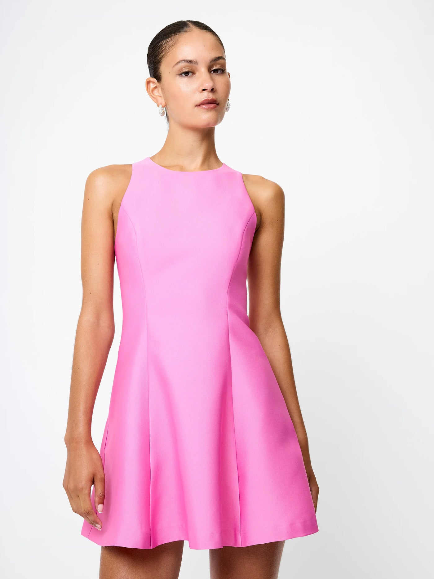 Structured Taffeta Mini Dress in Taffy Pink