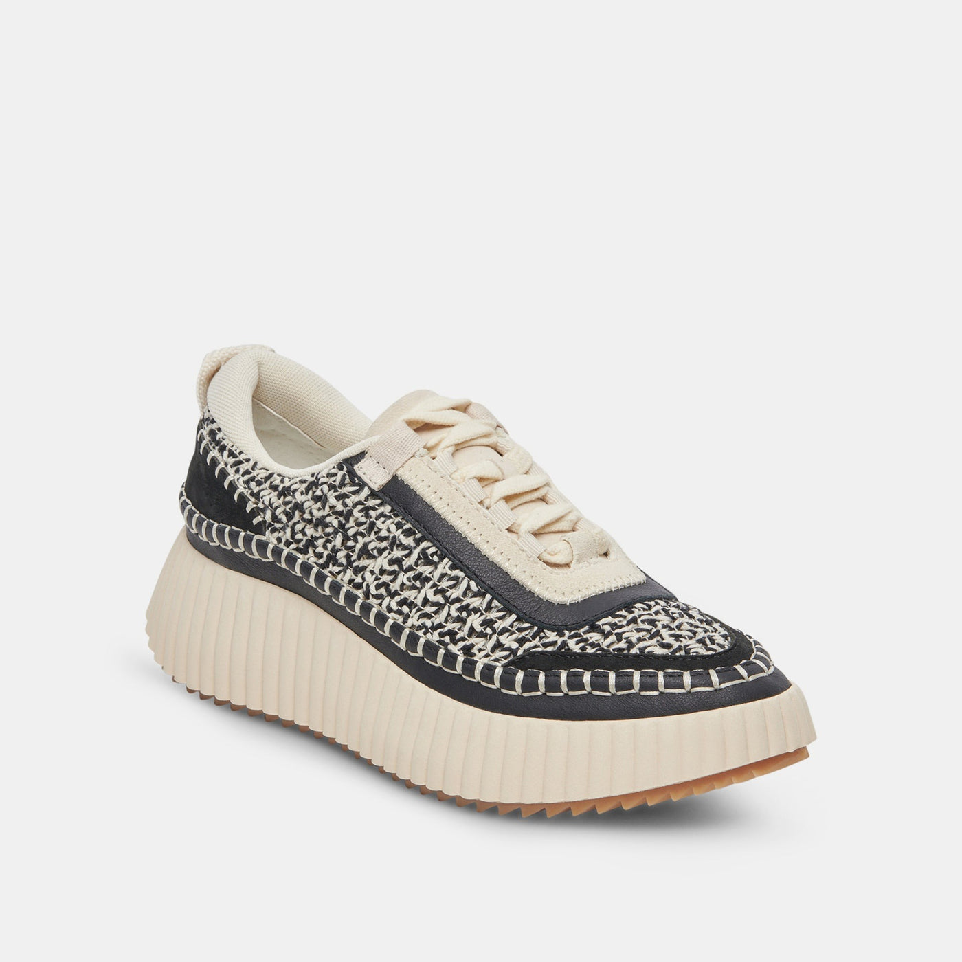 Dolen Sneakers in White Black Woven