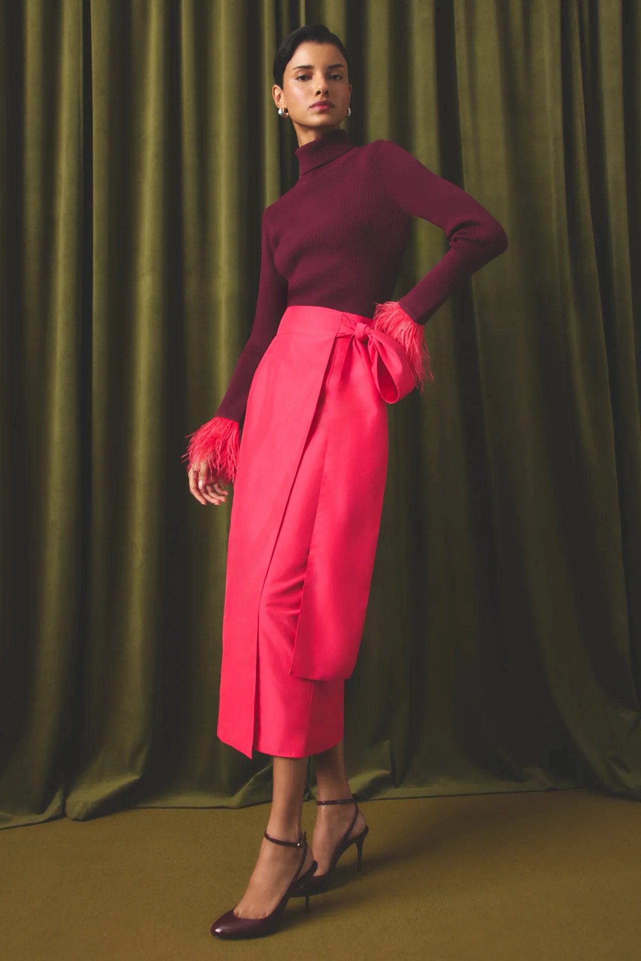 Georgina Wrap Skirt in Cerise