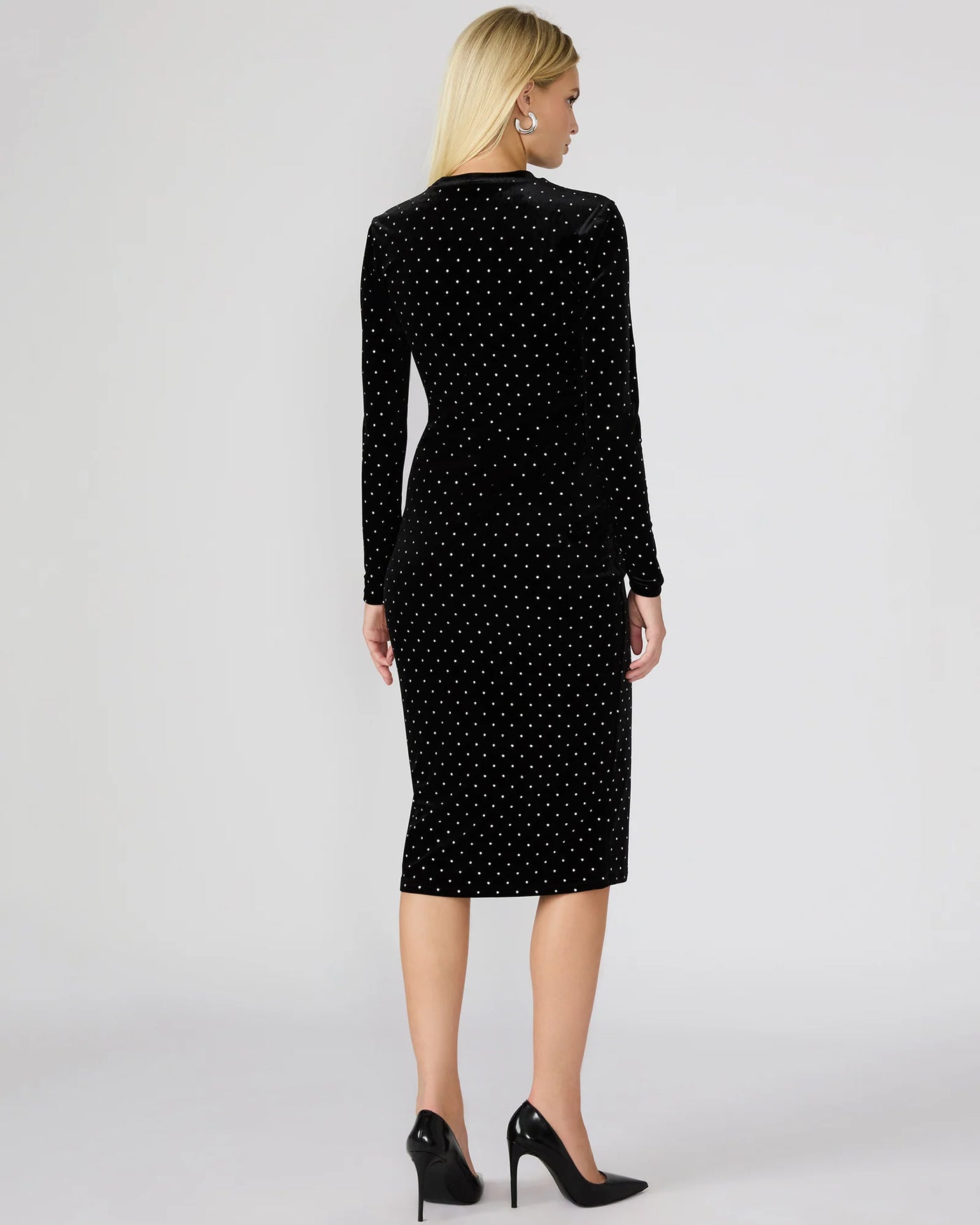 Hailee Studded Velvet Dress in Black