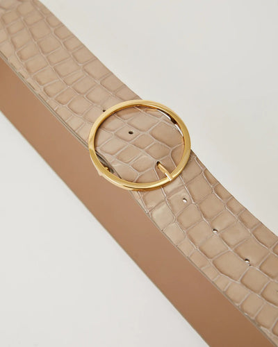 Molly Croc Leather Belt in Taupe Gold