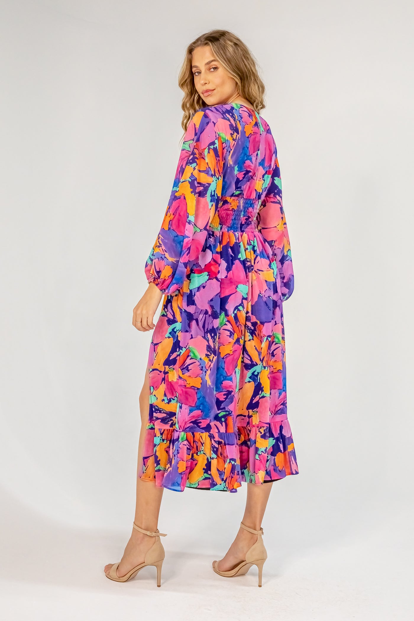 Caroline Dress in Purple Multi