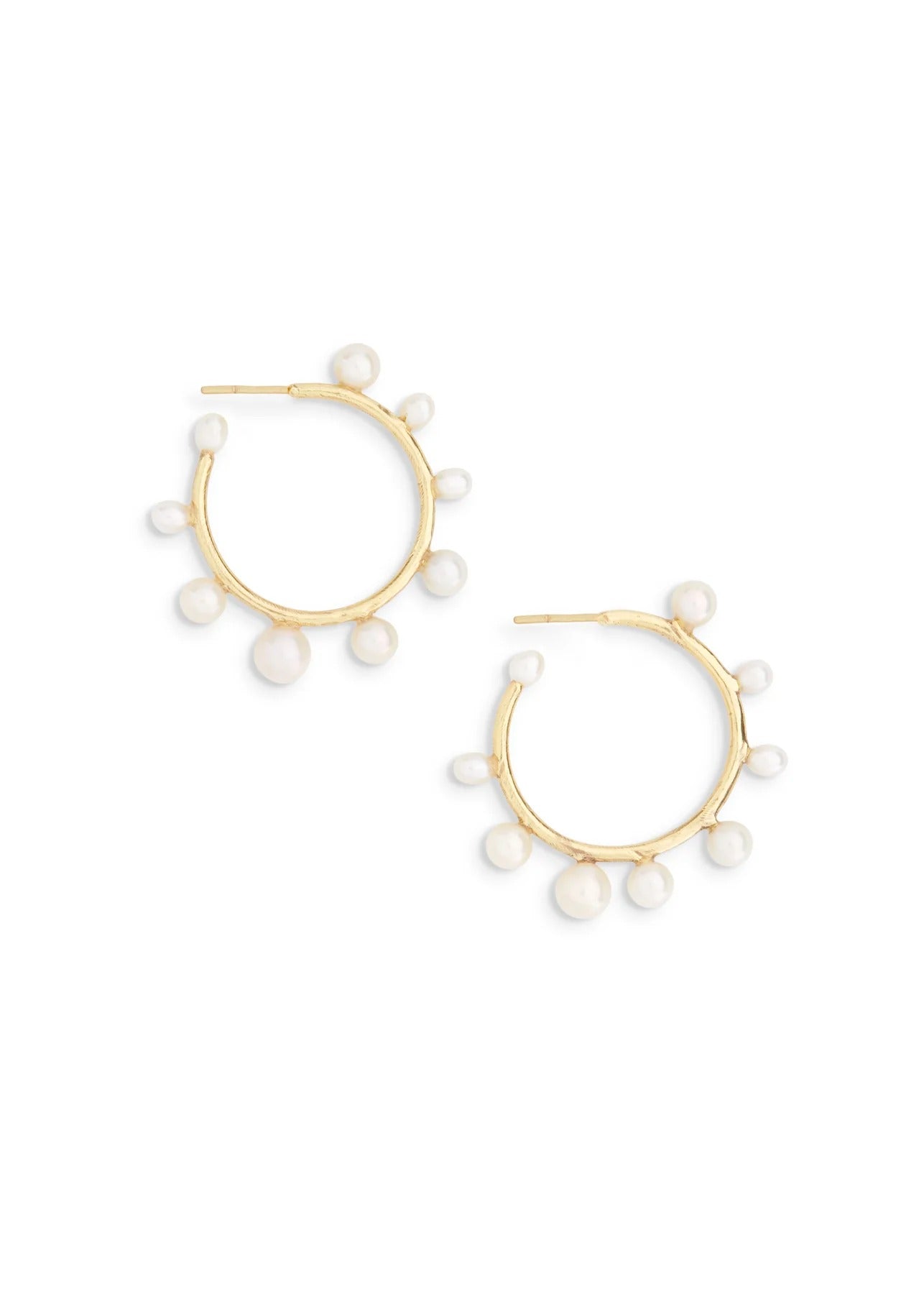 Pearl Hoop Earrings - Medium
