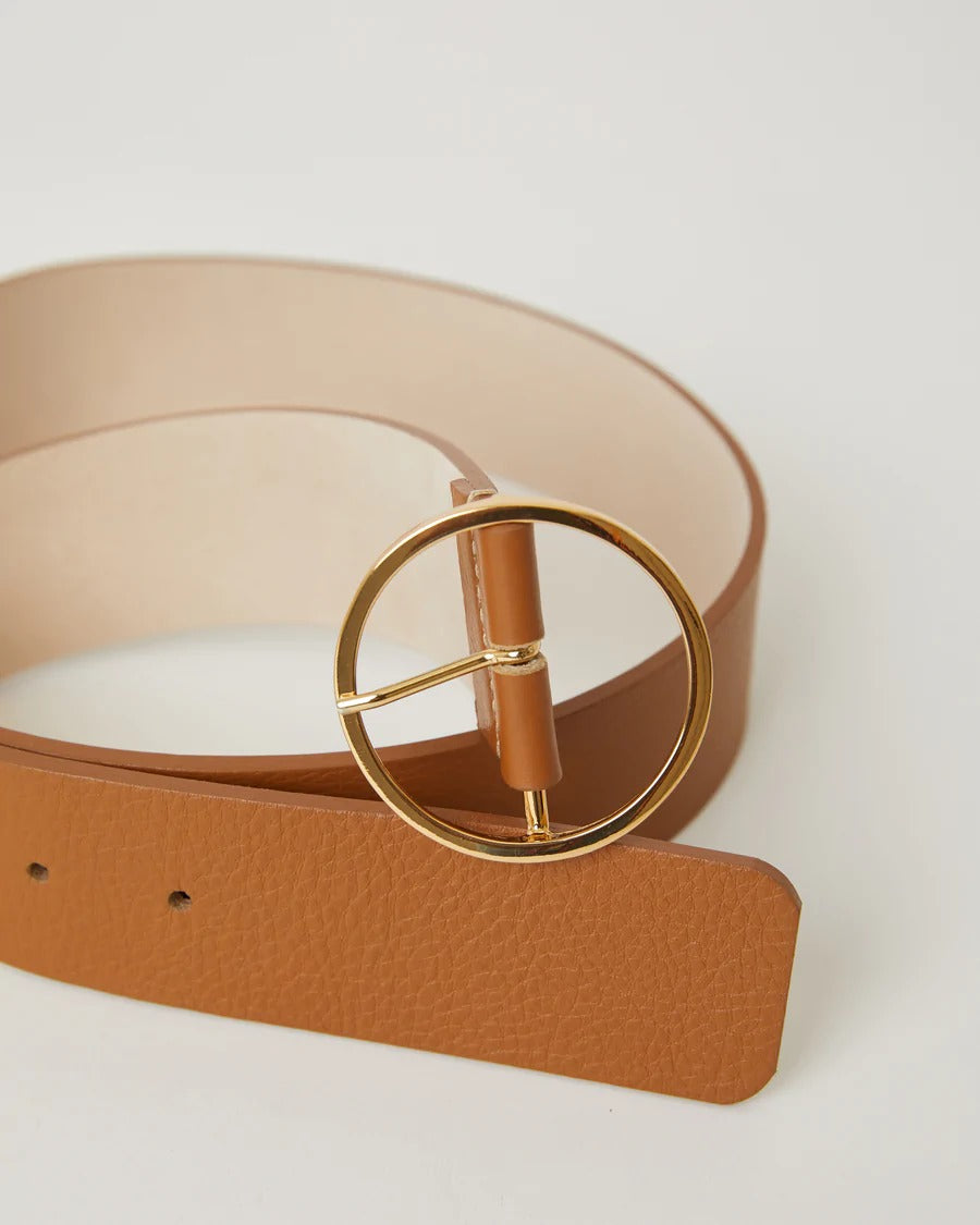 Molly Leather Belt in Cuoio Gold