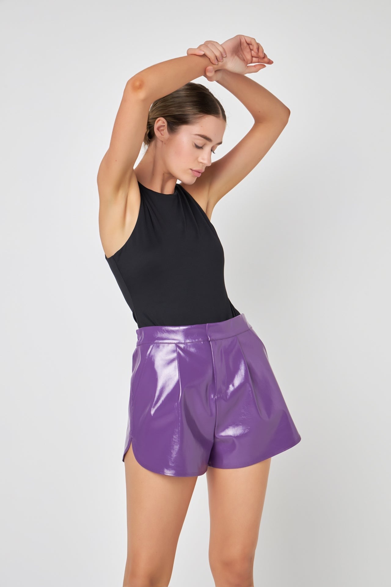 Faux Leather Shorts in Purple