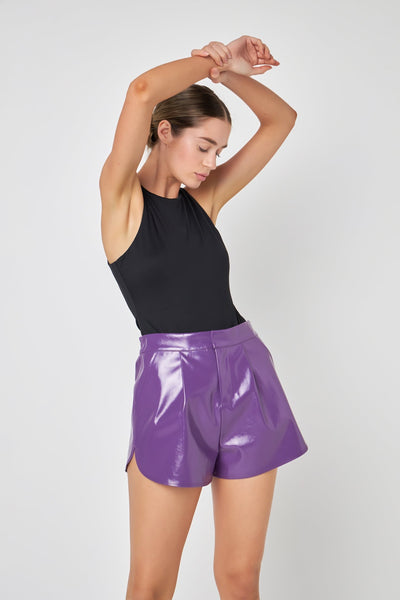 Faux Leather Shorts in Purple