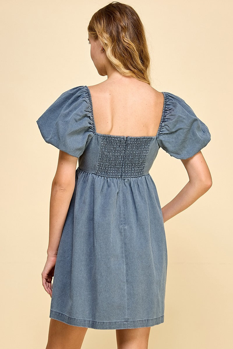 Brinley Babydoll Dress in Grey