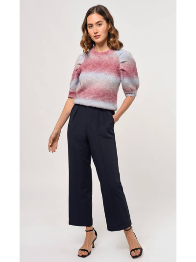 Christi Ombre Sweater Knit Top in Berry/Blue