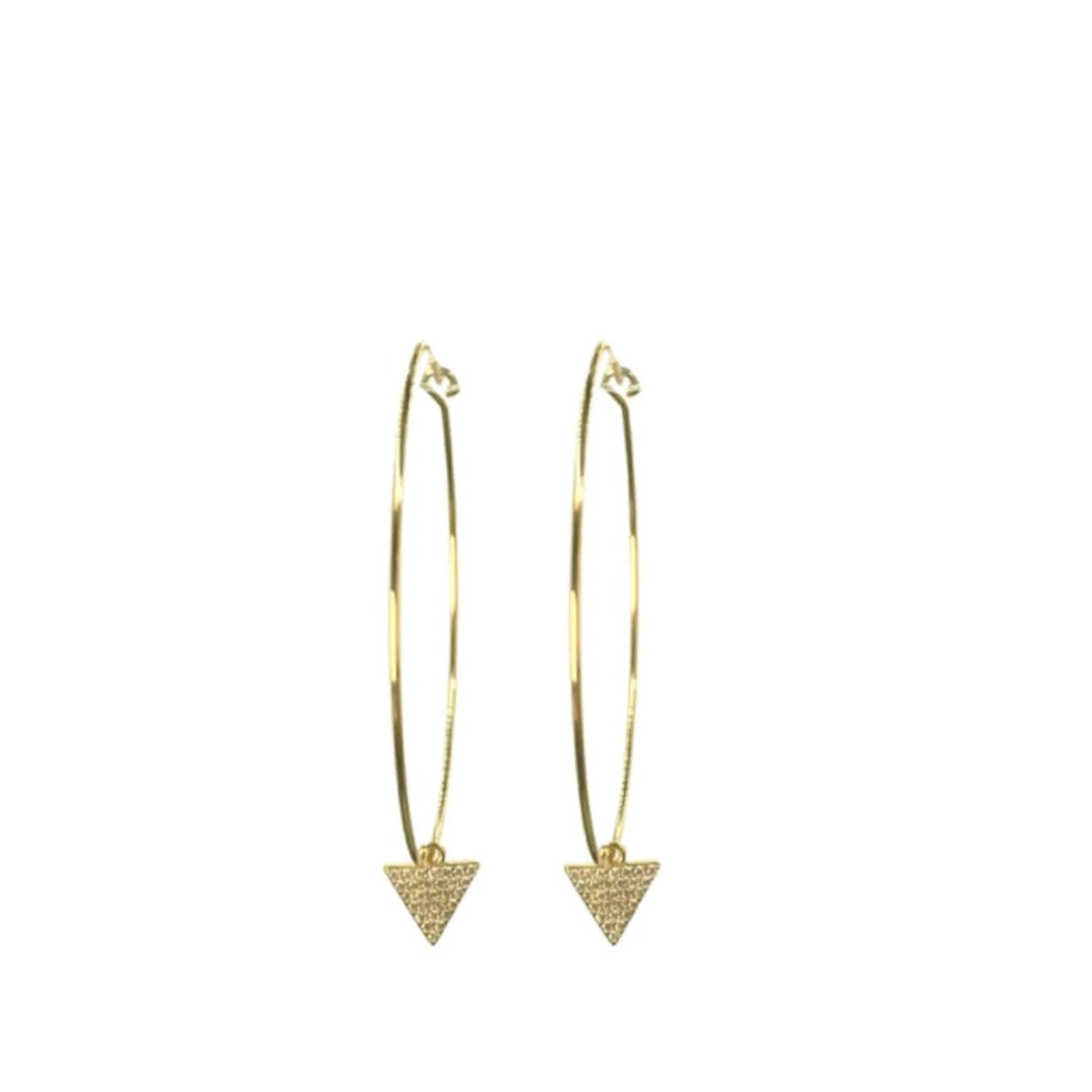 Triangle Charm Gold Wire Hoops