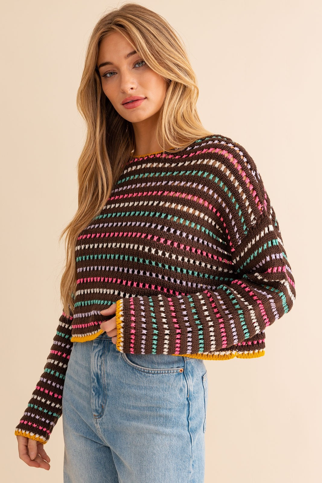 Recycled Yarn Sweater in Brown