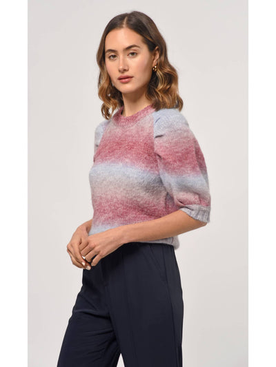Christi Ombre Sweater Knit Top in Berry/Blue