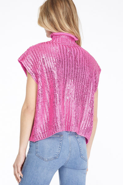 Metallic Sweater Top in Pink
