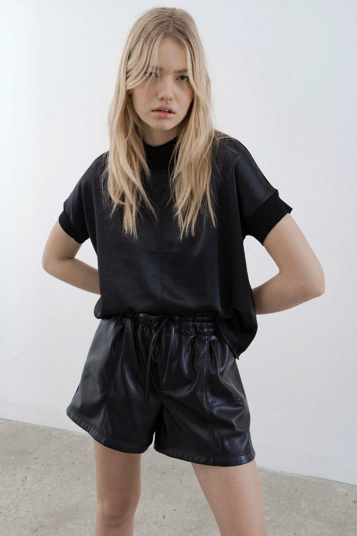 Sonny Faux Leather Shorts in Black