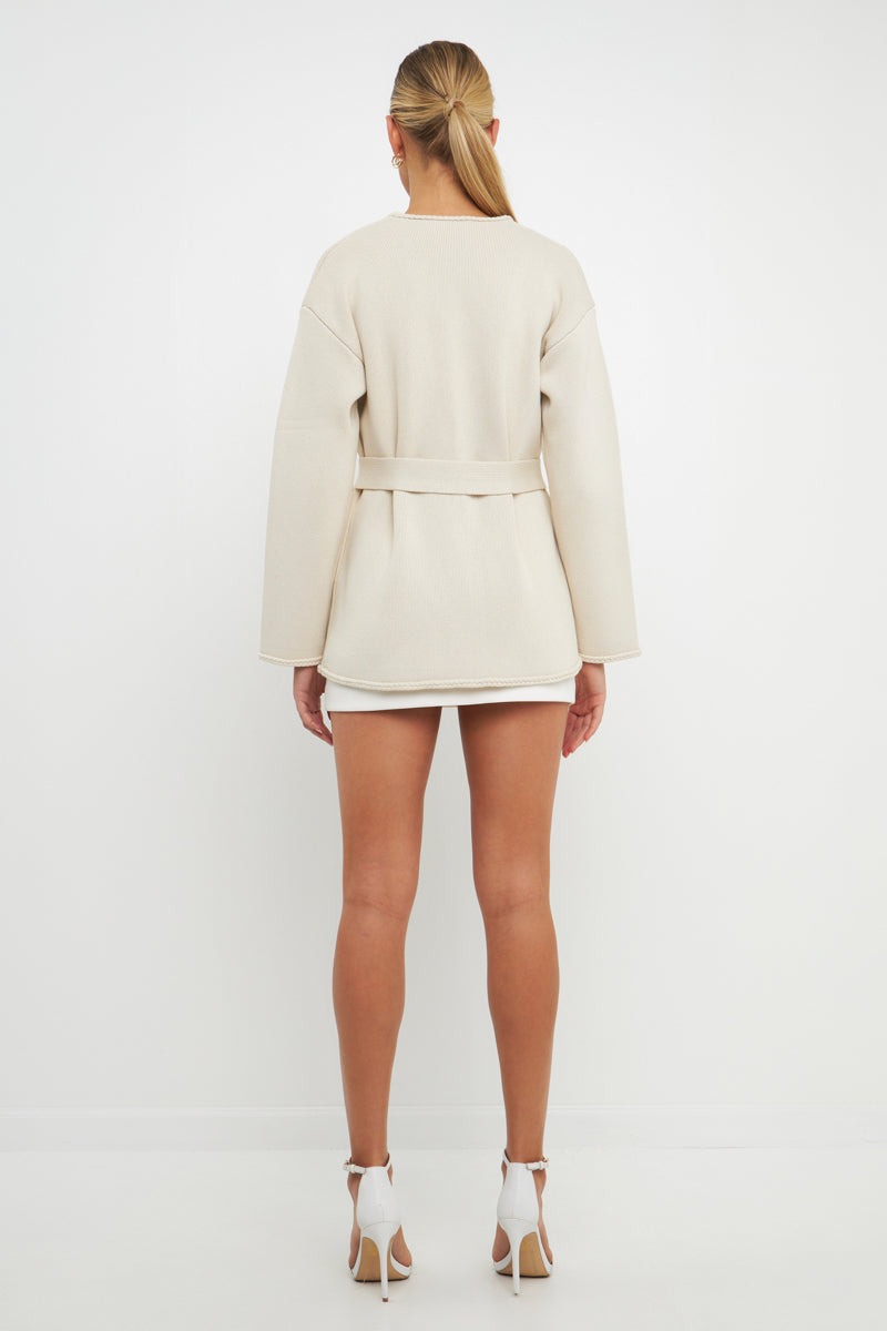 Belted Cardigan in Cream