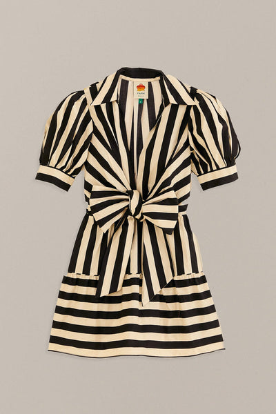Mixed Stripes Short Sleeve Mini Dress in Black