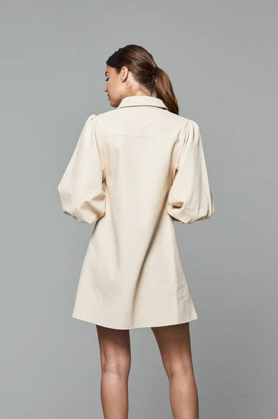 Vegan Leather Dress in Creme