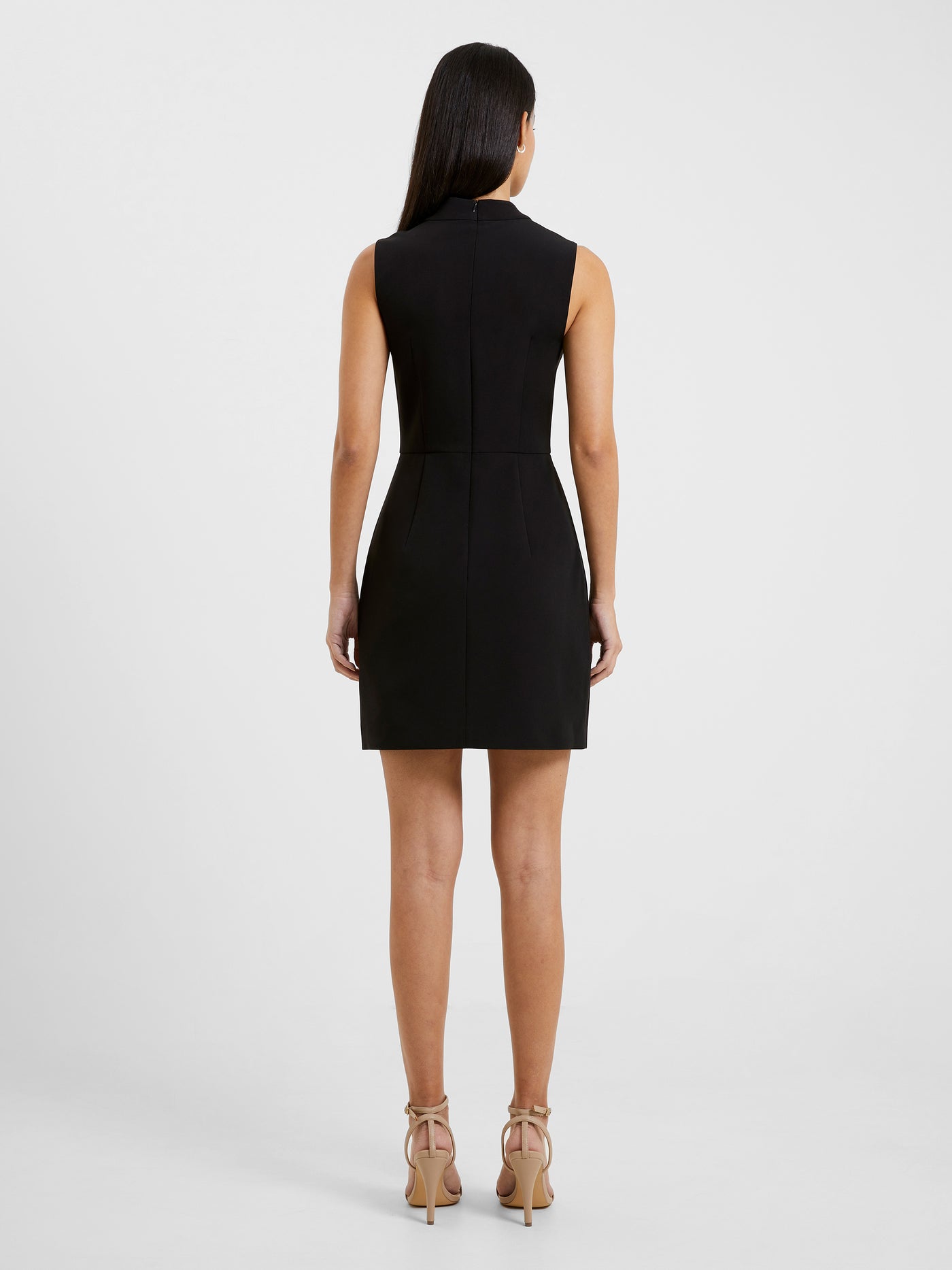 Echo Crepe Mock Neck Mini Dress in Blackout