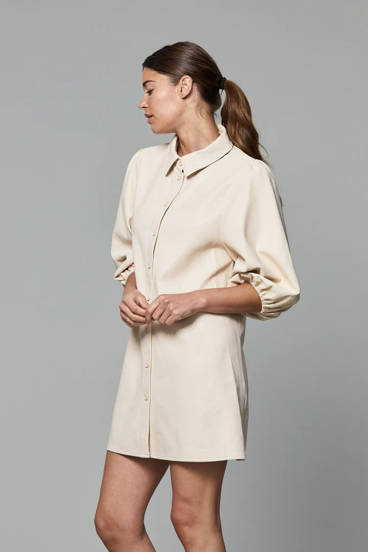 Vegan Leather Dress in Creme