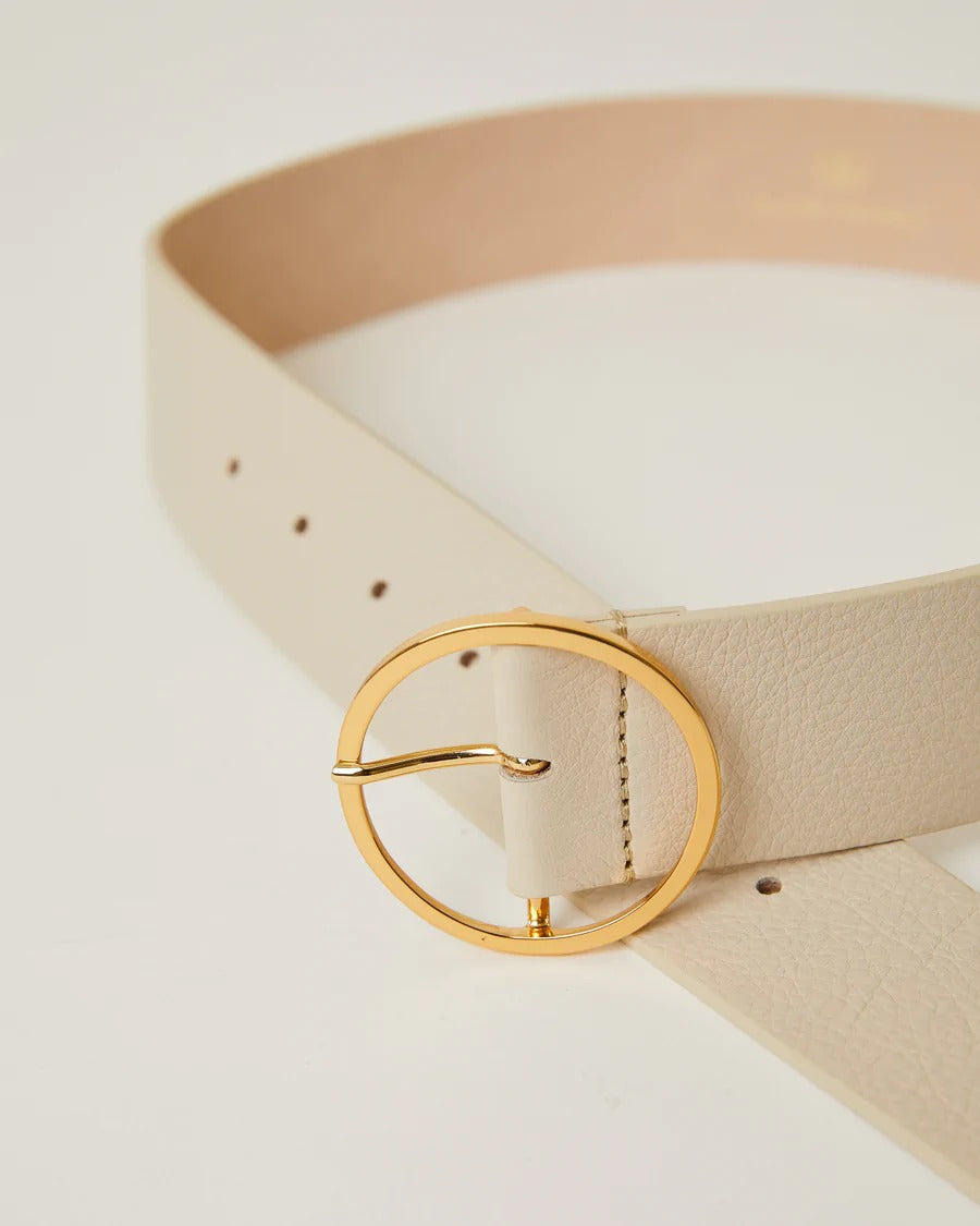 Molly Leather Belt in Bone Gold