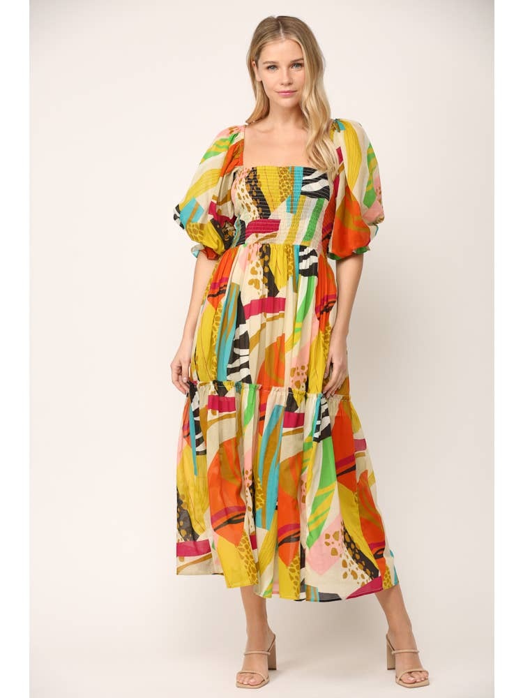 Donna Maxi Dress in Abstract Print