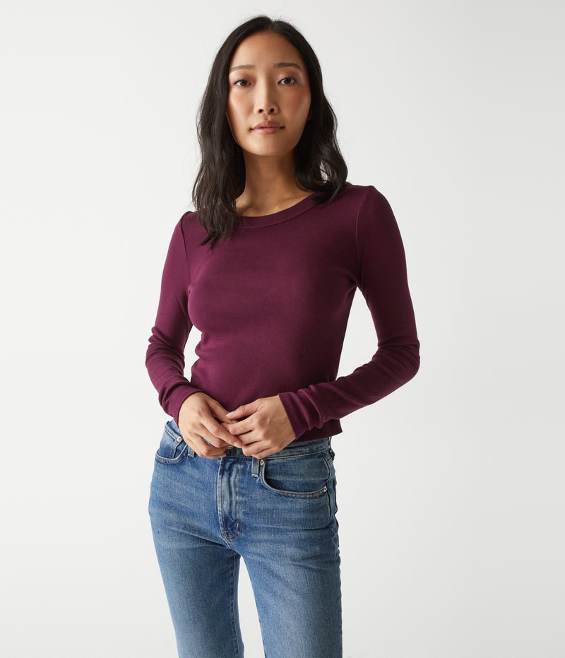 Orion Cropped Tee in Plum