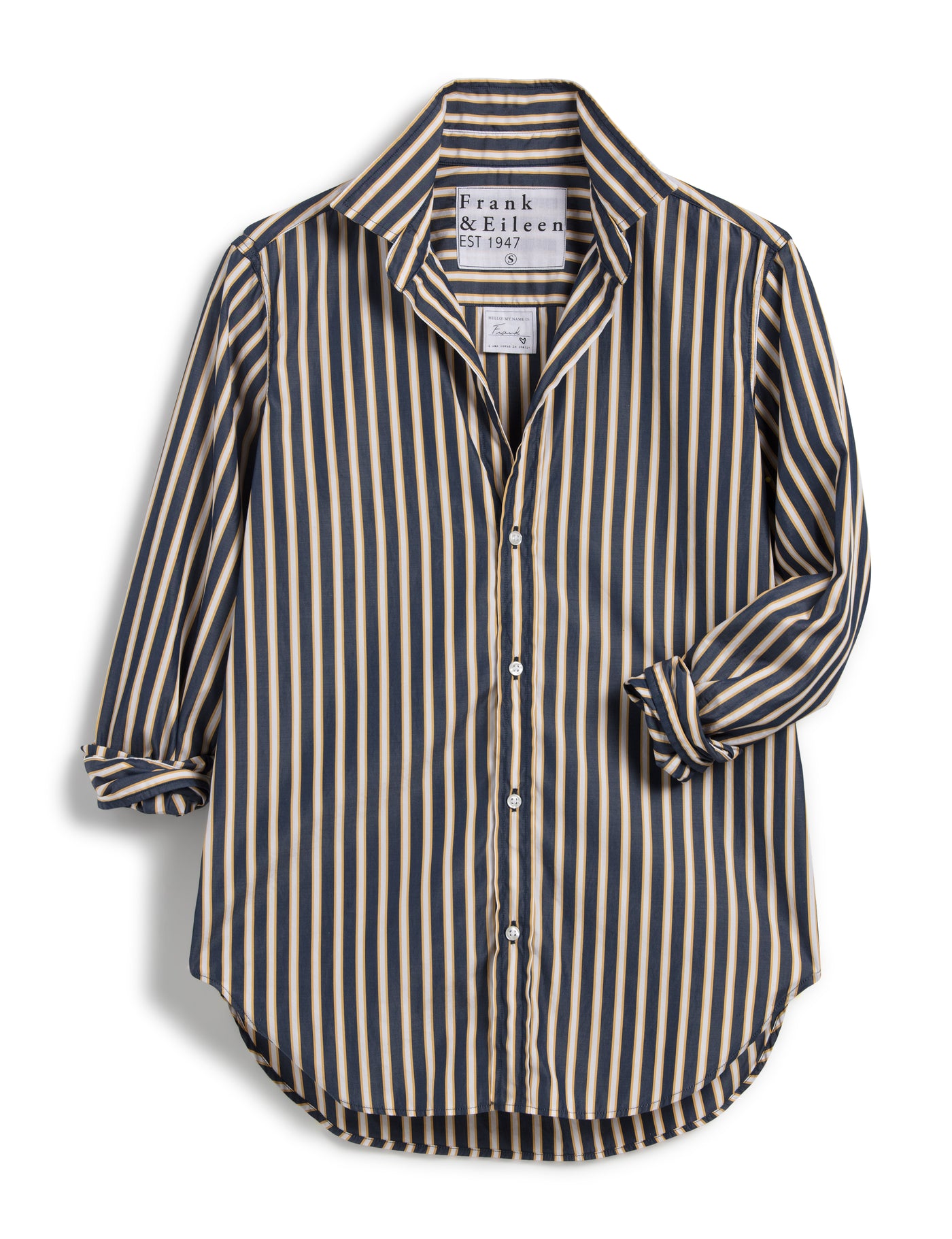 Frank Button Up in Navy/Yellow Stripe