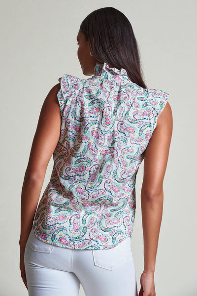 The Sleeveless Jill Ruffle Shirt in Multi