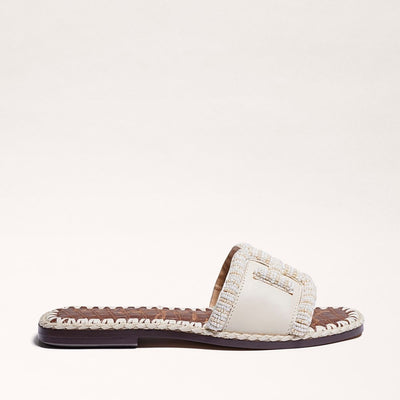 Fitz Slide Sandal in Ivory Leather